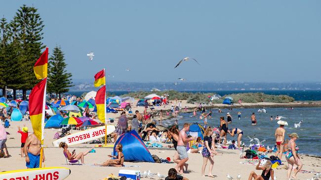 The body of a man has been discovered in the water at Altona Beach. Picture: Mark Stewart