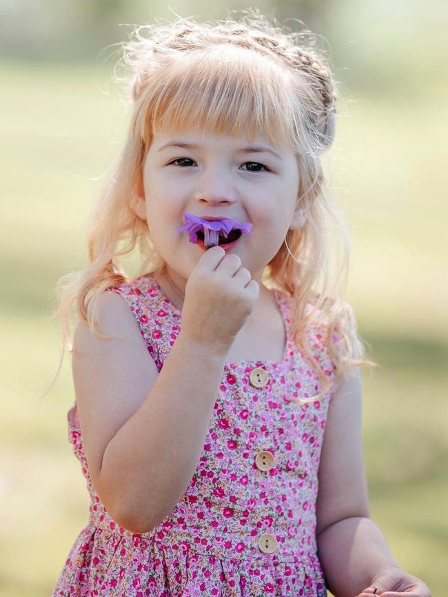 Ava Polsen, 3, wins $50 for 3rd prize in the Grafton Jacaranda Festival's official 2020 Midcoast Family Day Care Best Dressed Girl competition. Photo: Nicole Cameron