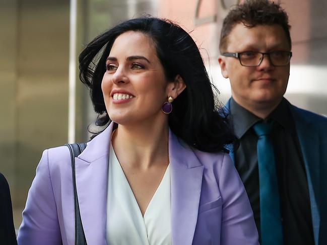 Moira Deeming is all smiles as she leaves the Federal Court. Picture: Ian Currie