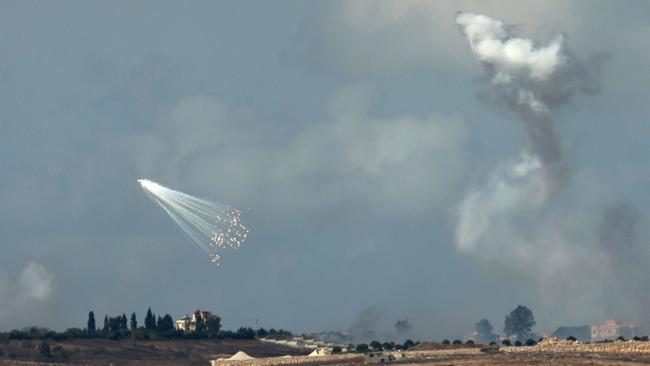 An Israeli strike on the cross-border Lebanese village of Yaron. Picture: AFP