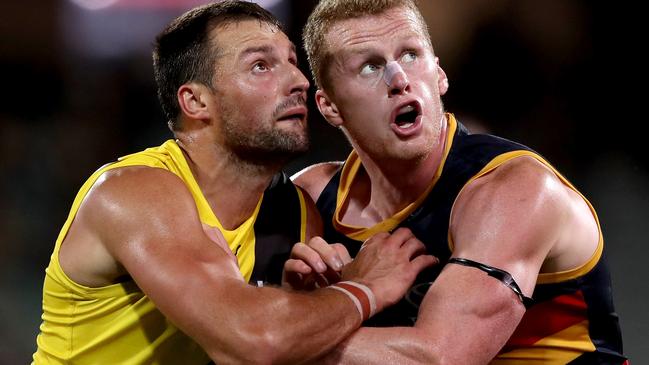 Toby Nankervis wants to continue combatting the big beasts for the Tigers. Picture: AFL Photos/Getty Images