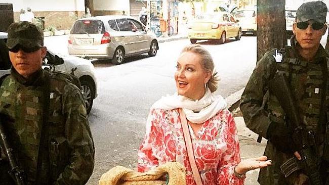 Serious security: Melissa Hoyer on the streets in Rio Picture: Instagram