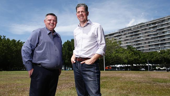 Head of Aviation for North Queensland Airports Garry Porter and Tourism Tropical North Queensland CEO Mark Olsen. Picture: Brendan Radke