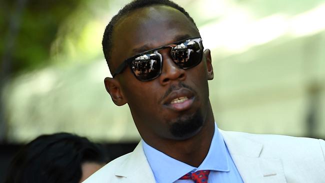 Usain Bolt at Oaks Day at Flemington on Thursday.