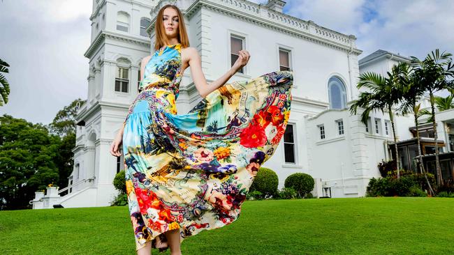 Model Lily Rendall wearing Camilla at Government House. Picture: Richard Walker