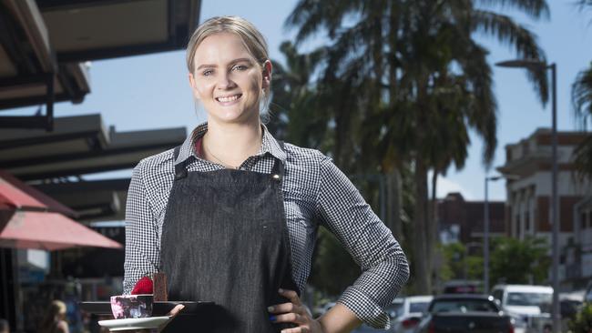 Mackay waitress Jade Vaughan, 19 works at Our Kitchen cafe and has never had a problem getting a job in Mackay. Picture: Lachie Millard