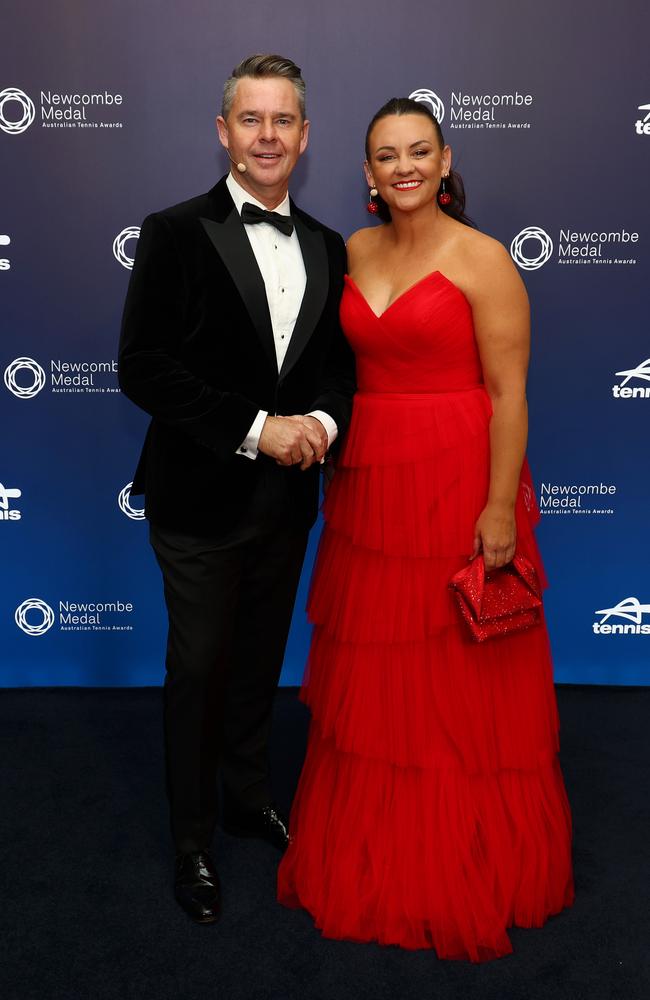 Todd Woodbridge and Casey Dellacqua. (Photo by Graham Denholm/Getty Images for Tennis Australia)