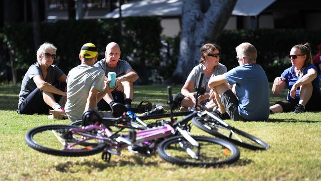 People were out and about at South Bank yesterday. (AAP Image/Dan Peled)