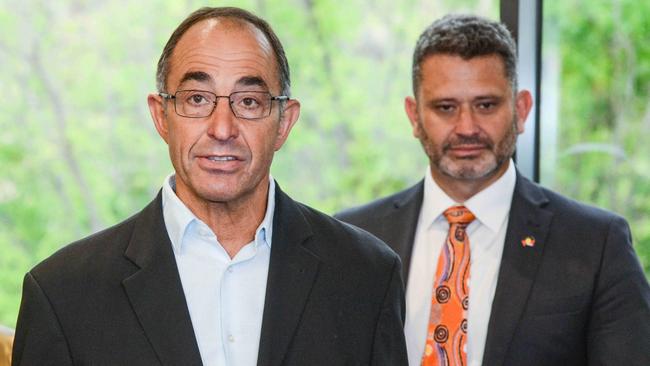 Chief Justice Chris Kourakis, who has said he didn’t request the changes but supported the move and Attorney-General Kyam Maher. Picture: NCA NewsWire / Brenton Edwards