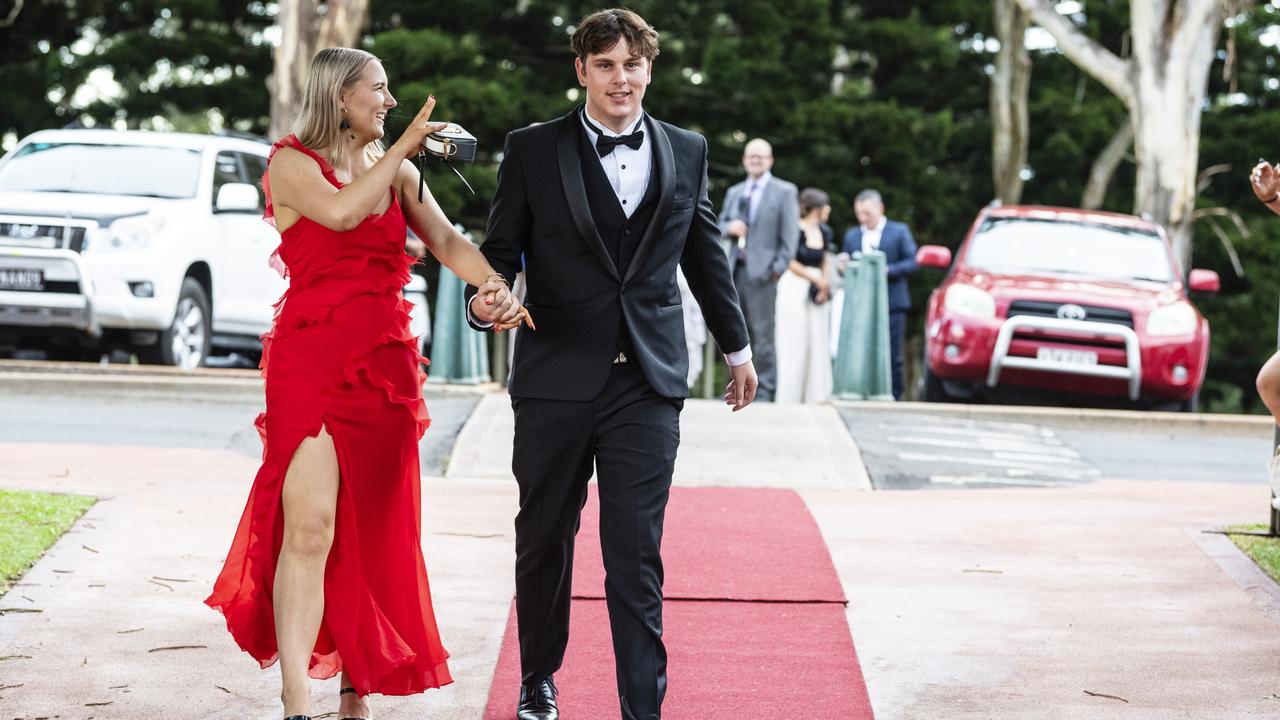 Xavier Brown and partner Lucy Wright at St Mary's College formal at Picnic Point, Friday, March 24, 2023. Picture: Kevin Farmer