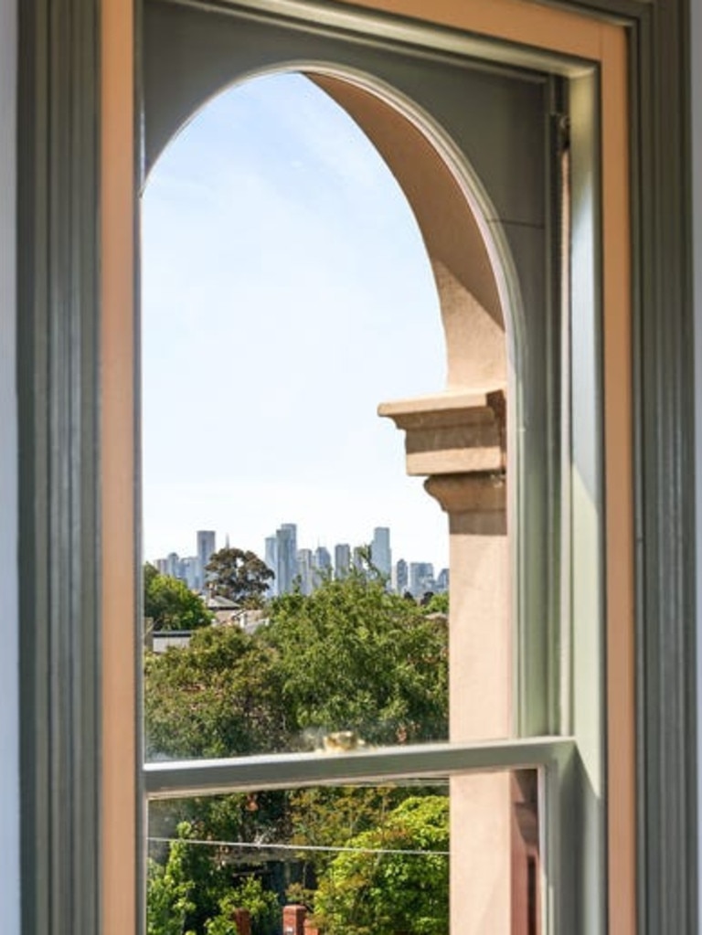 Melbourne’s CBD can be seen from the home’s triple-storey tower.