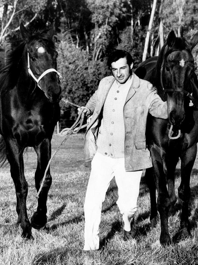 Rick Renzella with racehorses Regal Vista and Royal School in 1972.