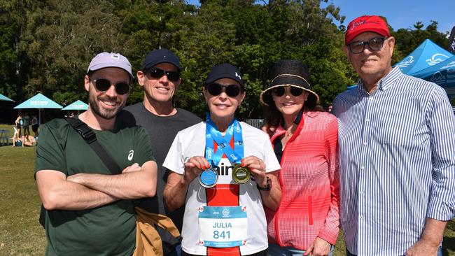 Julia, Angus and Brian McKenny at the Noosa Marathon 2024.