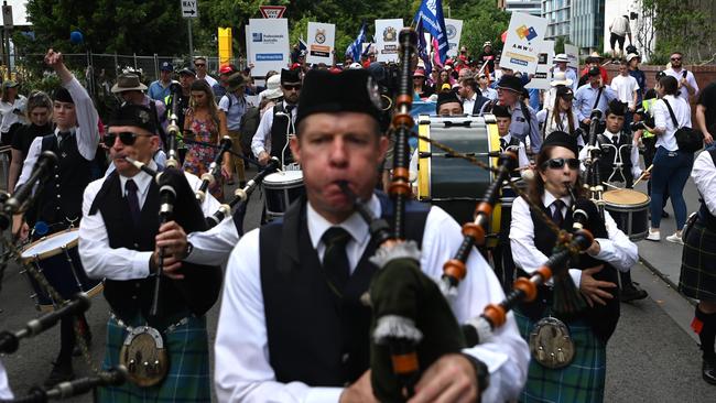 The Labour Day march in Brisbane. Picture: NCA NewsWire / Dan Peled