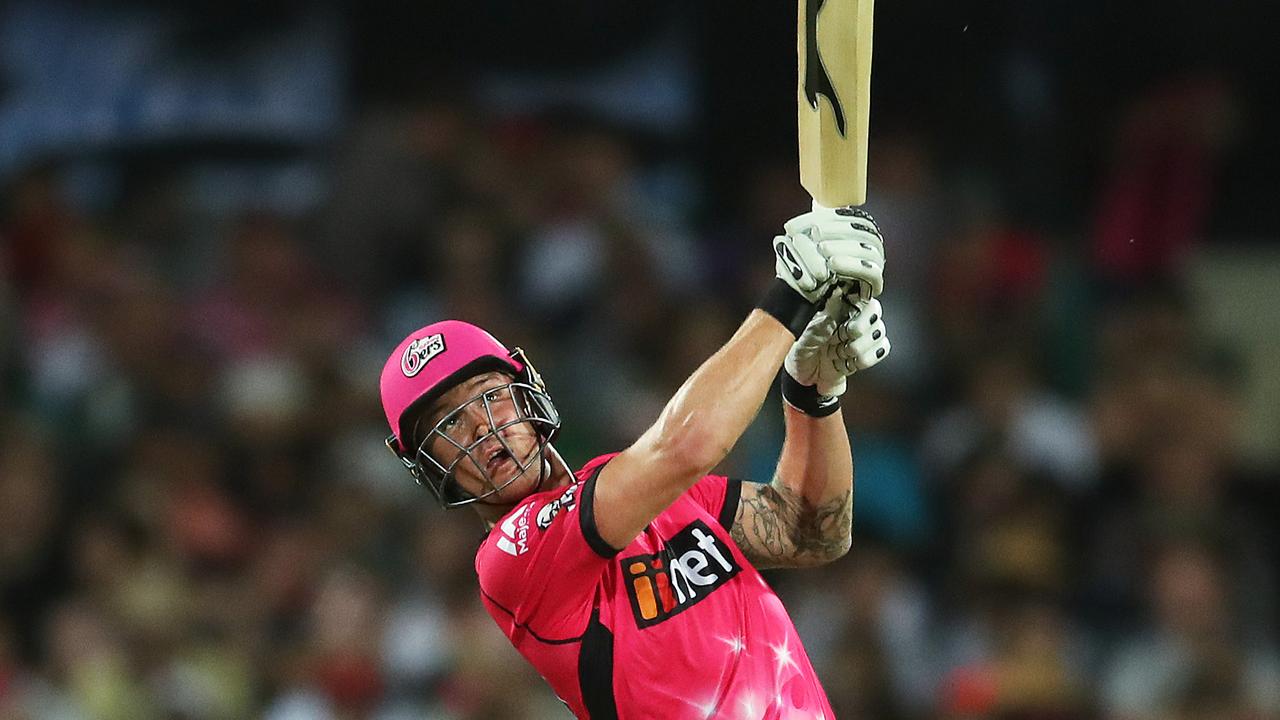 Jason Roy tees off during a previous BBL stint with Sydney Sixers.