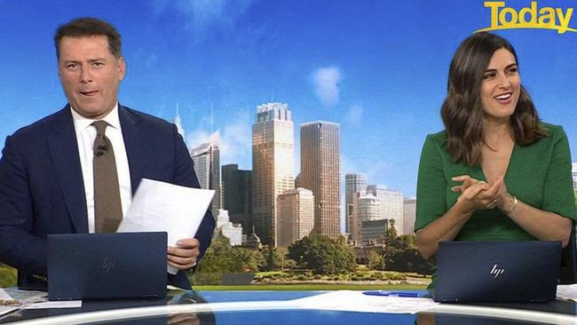 Karl Stefanovic and Sarah Abo on the Today Show.