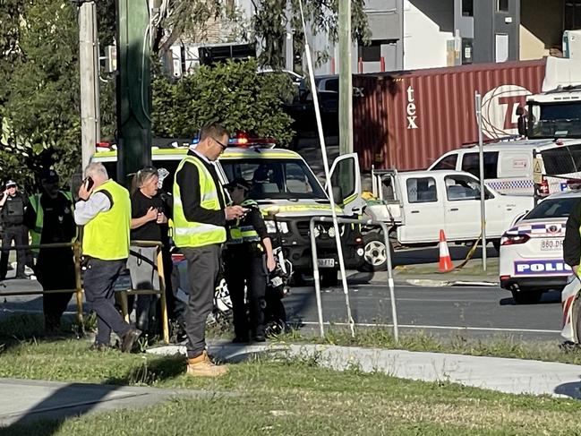 Emergency services at Computer Road, Yatala. Picture: Charlton Hart