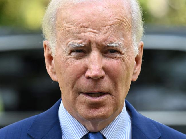 TOPSHOT - US President Joe Biden speaks about the situation in Poland following a meeting with G7 and European leaders on the sidelines of the G20 Summit in Nusa Dua on the Indonesian resort island of Bali on November 16, 2022. (Photo by SAUL LOEB / AFP)