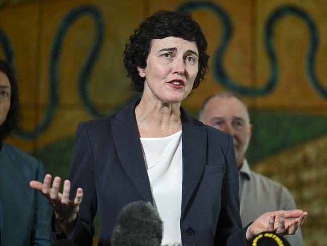 CANBERRA, AUSTRALIA - NewsWire Photos - November 27, 2024:  Chair of the Community Council of Australia and an Advocate for the Alliance for Gambling Reform, Tim Costello is joined by Kate Chaney MP and other MPÃ¢â¬â¢s and Senators for a press conference at Parliament House in Canberra. Picture: NewsWire / Martin Ollman