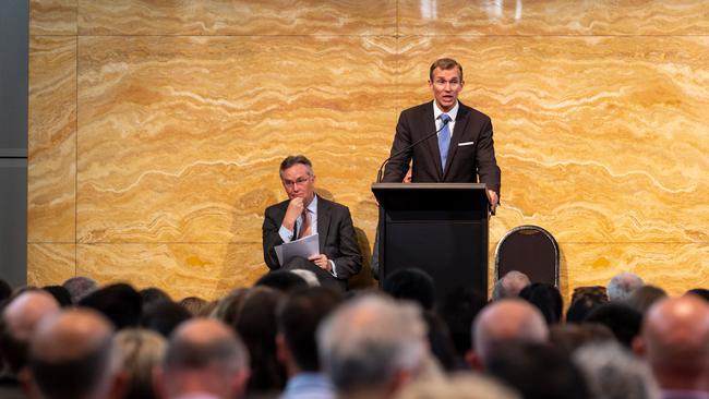 NSW Education Minister Rob Stokes addresses students who received HSC certificates for excellence. Picture: Monique Harmer