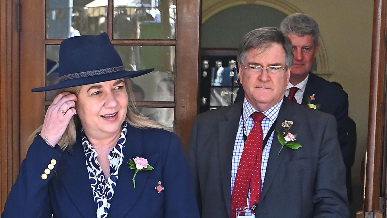 Annastacia Palaszczuk emerges from the annual Ekka Cabinet meeting on Tuesday. Picture: NCA NewsWIRE/John Gass