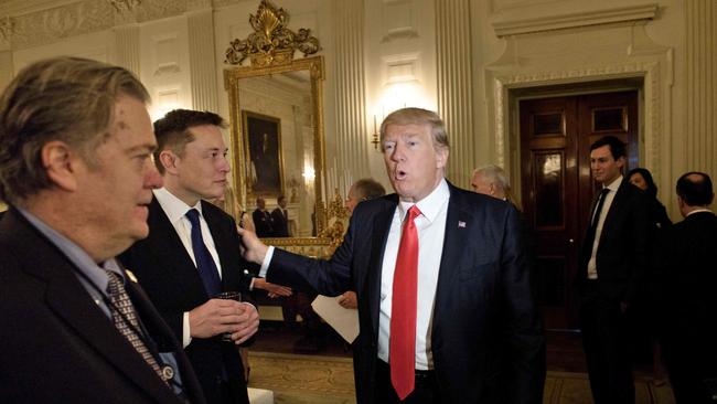 Musk with Donald Trump in 2017. Picture: Brendan Smialowski / AFP