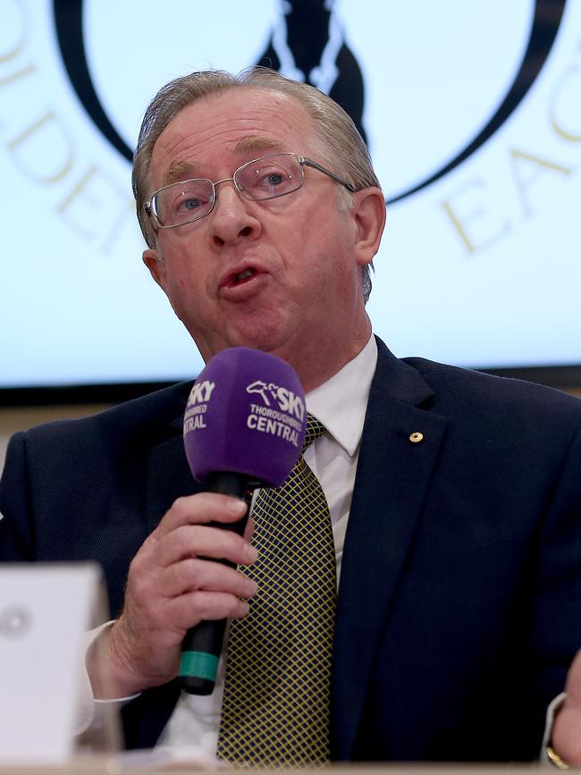 Racing NSW Chairman Russell Balding at the launch of the Golden Eagle. A proposal to extend his contract for another two years was not supported by the Coalition. Picture: Toby Zerna