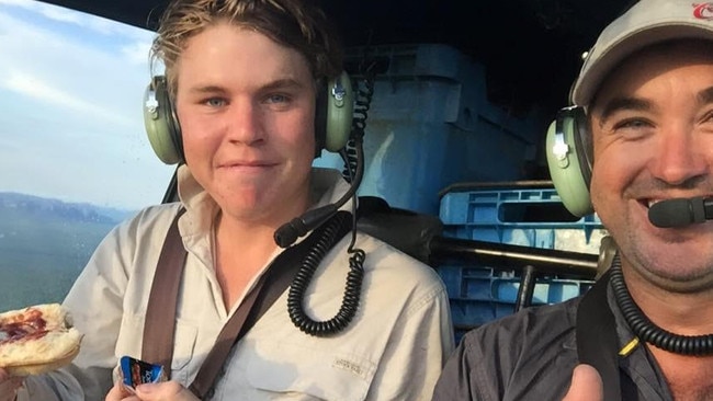 Pilot Sebastian Robinson and Outback Wrangler star Matt Wright on a crocodile egg collecting mission in January 2016.