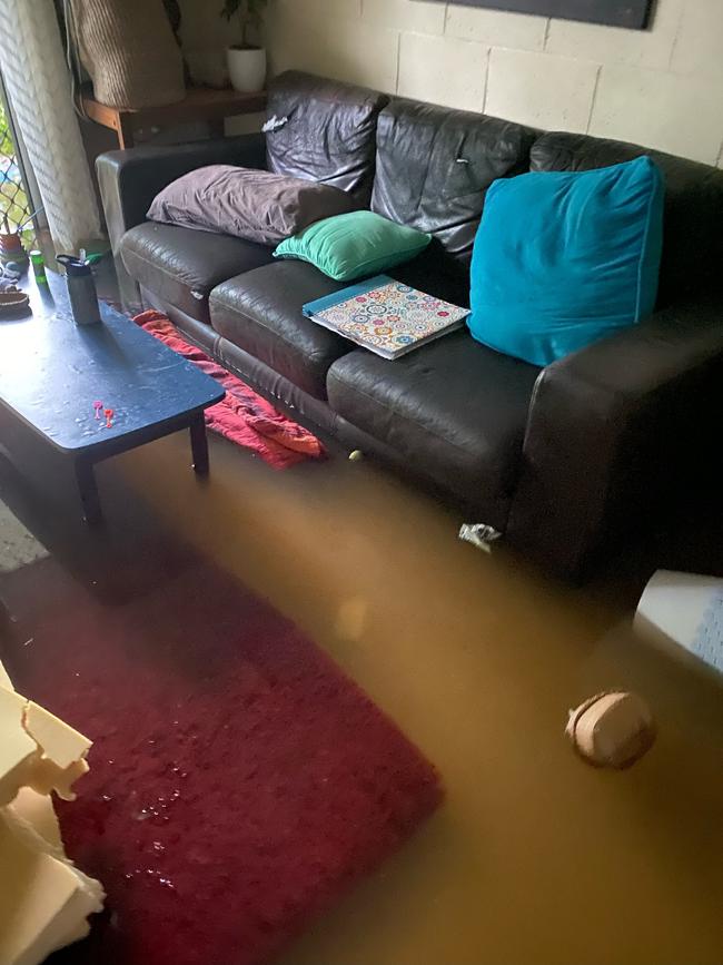 Ms Fenner and her daughter had been watching Frozen on TV as flood waters entered their home, rising rapidly in the space of two hours. Picture: Penny Fenner.