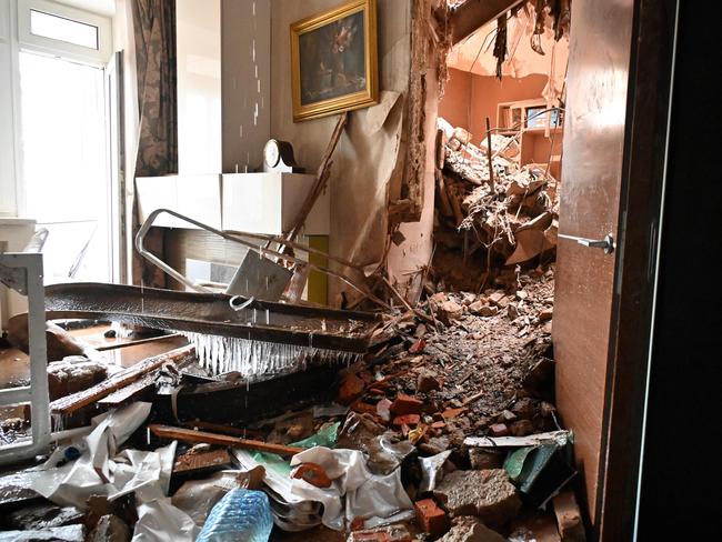 The destroyed interior of a flat after a missile strike in Kharkiv. Picture: AFP