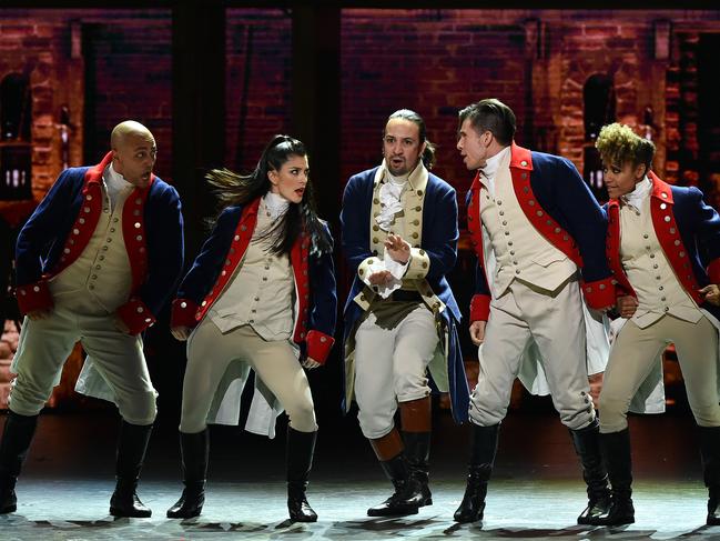 Lin-Manuel Miranda and the cast of 'Hamilton' perform onstage during the 70th Annual Tony Awards. Picture: Getty