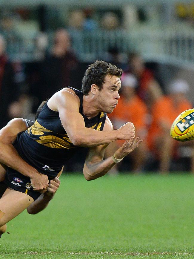 New Woodville-West Torrens coach Sam Lonergan, pictured playing for Richmond against his former side, Essendon, in 2013. Picture: George Salpigtidis 