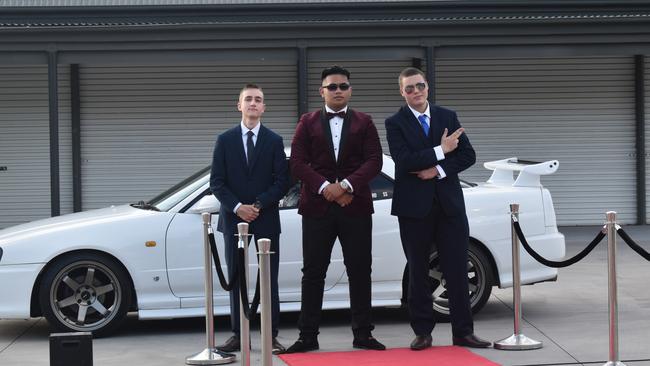 Albert Sandor, Traffic Lopau, and Jaiden Tebbit at the 2021 Bundamba State Secondary College year 12 formal, Ipswich Turf Club 17th of November 2021. Picture: Jessica Baker