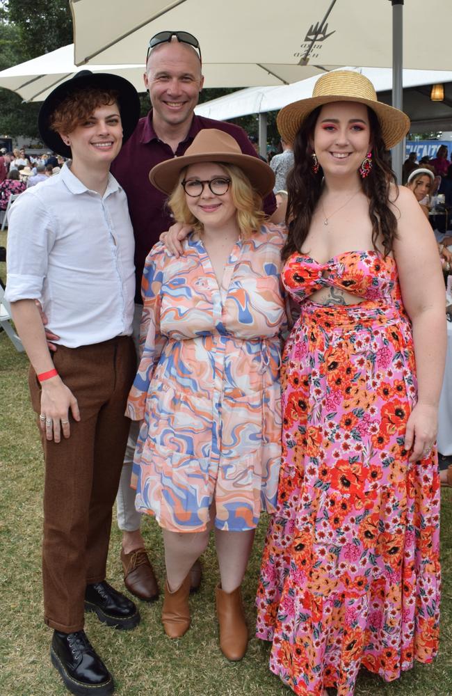 Karl Ward, Travis Brauer, Geordi Offord and Vanessa Jarrett at the Rockhampton Jaguar Land Rover Pop-Up Polo on June 3, 2023. Picture: Aden Stokes