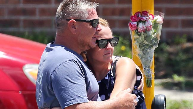 Relatives of Lucinda at the crash site. Picture: Tim Hunter.