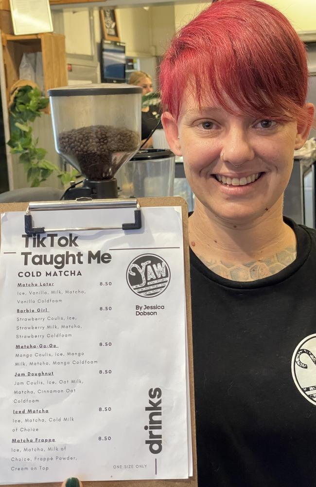 YAW's star barista Matcha Jess was inspired by the Tik Tok's she watched to create a whole new menu. Photo: Fergus Gregg