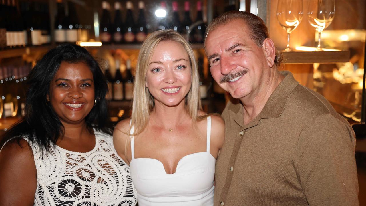 Jasmine Beaver, Stephanie Mason and Michael Dobbins at the Norte Restaurant launch at Mermaid Beach. Picture, Portia Large.