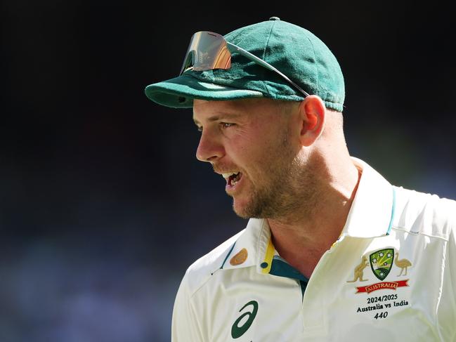 Statistics show Josh Hazlewood’s average falls away the longer a series goes on, but, like Cummins, there’s no noticeable change in pace. Picture: Getty Images