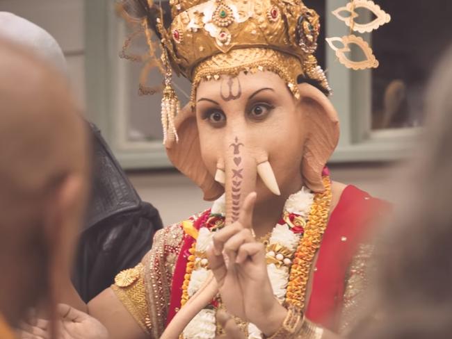 The blasphemous portrayal of revered Hindu god Ganesha by Meat and Livestock Australia to promote spring lamb sales has outraged Australia’s Indian community. Picture: Meat and Livestock Australia