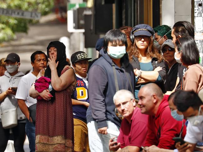 SUNDAY TELEGRAPH - 27/3/20Lines of unemployed people outside Surry Hills Centrelink today as the COVID-19 pandemic causes massive job losses. Picture: Sam Ruttyn