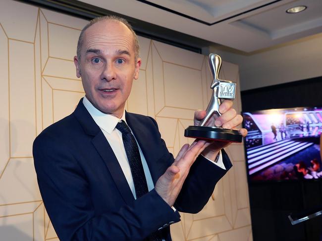 Tom Gleisner with his Logie award. Picture: MEGA