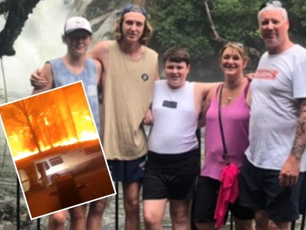 Troy Southen, his son and colleagues spent two hours fighting blazes from three angles to save his family home. Picture: Supplied