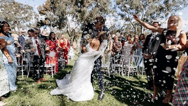 The happy couple say ‘I Do’. Picture: Instagram / @kieran_strachan