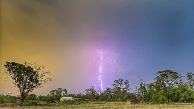 Beware autumn storms ... a lightning strike over Chinchilla, Qld. Photo: Jessie Jones.