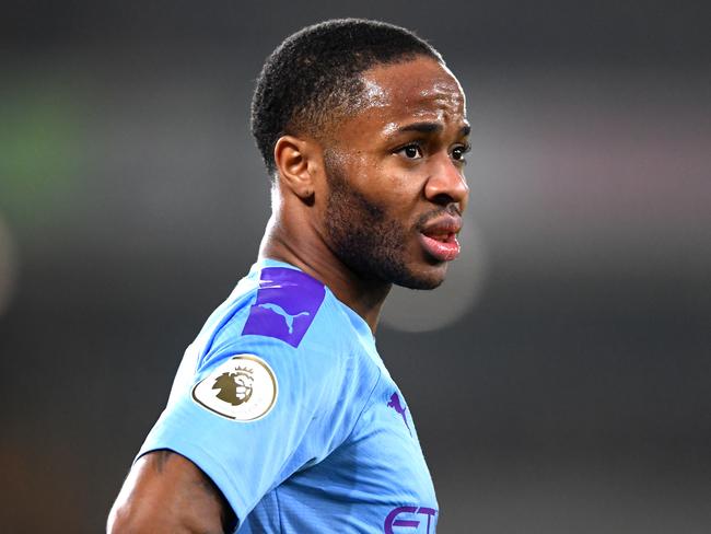 WOLVERHAMPTON, ENGLAND - DECEMBER 27: Raheem Sterling of Manchester CIty  during the Premier League match between Wolverhampton Wanderers and Manchester City at Molineux on December 27, 2019 in Wolverhampton, United Kingdom. (Photo by Clive Mason/Getty Images)