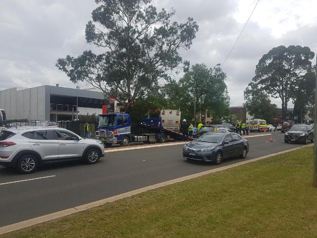 Traffic was interrupted while crews worked to clear the area. Picture: Daniel Zautsen