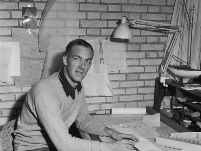 Danish architect Jorn Utzon at his home in Denmark in 1957 after winning the design competition for the Sydney Opera House. Picture: AFP