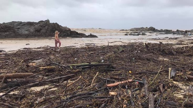 Debris flooded beaches on the Mid-North Coast. Picture: Facebook