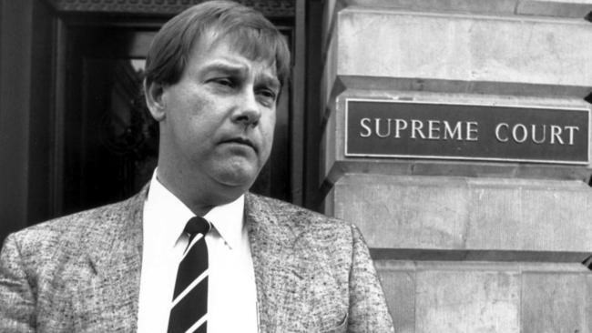 Port Adelaide Football Club president Bruce Weber outside the Supreme Court in 1990.