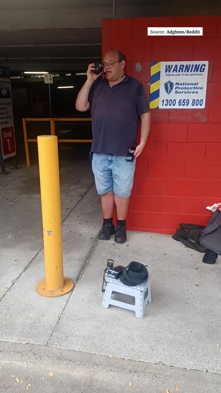 Man sings opera outside Prahran Market carpark